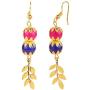 Efulgenz Boho Indian Bollywood Antique Leaf Tassel Faux Pearl Beaded Strand Statement Necklace Earrings Jewelry Set