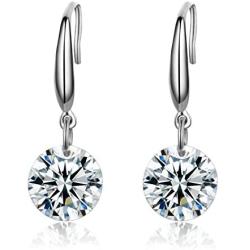 SBLING Platinum-Plated Sterling Silver Drop Earrings Made with Swarovski Crystals (4 cttw)