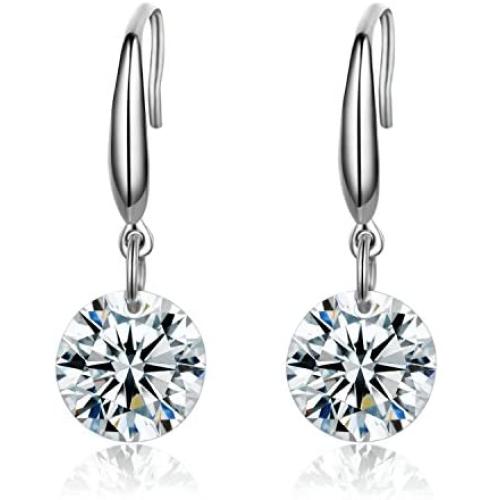 SBLING Platinum-Plated Sterling Silver Drop Earrings Made with Swarovski Crystals (4 cttw)