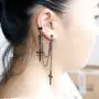 Punk Cuff Tassel Chain Earrings, Stainless Steel Cross Ear Cuff Crawler Climer Earring for Women Girls Men,Multi Layered Chain Drop Fashion Jewelry Punk Cuff Tassel Chain Earrings, Stainless Steel Cross Ear Cuff Crawler Climer Earring for Women Girls Men,Multi Layered Chain Drop Fashion Jewelry
