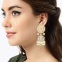 Aheli Unique Wedding Festive Party Wear Flower Enamel Indian Jhumki Faux Stone Studded Drop Dangle Earrings Ethnic Fashion Jewelry for Women Girls
