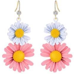 SUNSCSC Flowers Hook Earrings for Women Girl Daisy Flower Drop Dangle Ear Stud Earrings Gift Jewelry