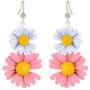 SUNSCSC Flowers Hook Earrings for Women Girl Daisy Flower Drop Dangle Ear Stud Earrings Gift Jewelry