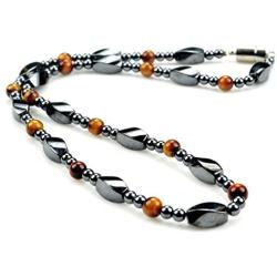 PURPLE WHALE Fashion Jewelry Men Women Magnetic Hematite Twist Bead Tiger Eye Gemstone Necklace - 91183