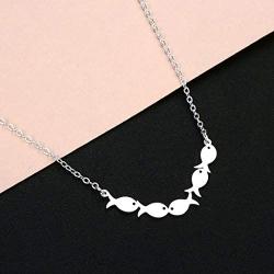 Chengxun Swimming Against The Current Necklace Fish Necklace Inspirational Necklace for Men Women