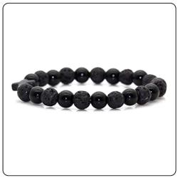 Fusamk Fashion Yoga Natural Stone Bracelet Religious Cross Beads Link Bracelet.7.5'' Wrist
