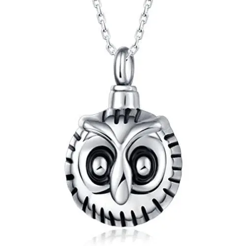 UNY Trendy Stainless Steel Owl Pet Urn Ashes Pendant Memorial Ash Keepsake Cremation Jewelry Necklace UNY Trendy Stainless Steel Owl Pet Urn Ashes Pendant Memorial Ash Keepsake Cremation Jewelry Necklace