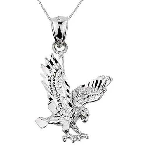 Animal Kingdom Textured Sterling Silver Landing Eagle Charm Pendant Necklace Animal Kingdom Textured Sterling Silver Landing Eagle Charm Pendant Necklace