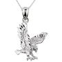 Animal Kingdom Textured Sterling Silver Landing Eagle Charm Pendant Necklace
