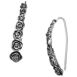 Paz Creations ♥925 Sterling Silver Elongated Rose Earrings, Made in Israel