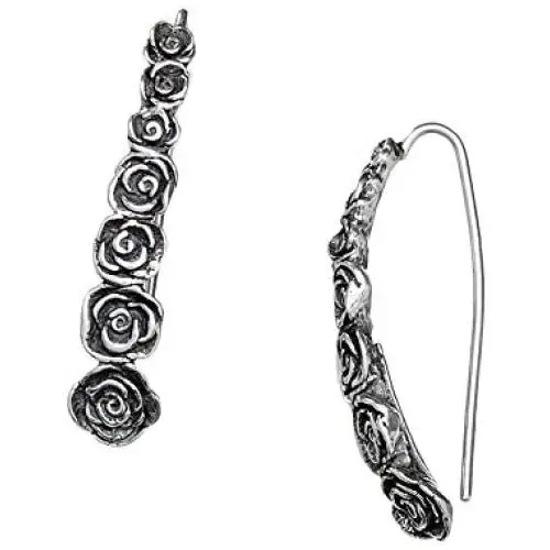 Paz Creations ♥925 Sterling Silver Elongated Rose Earrings, Made in Israel Paz Creations ♥925 Sterling Silver Elongated Rose Earrings, Made in Israel