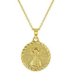 In Season Jewelry 18k Gold Plated Religious Divine Child Jesus Medal Protection Pendant Kids 16''