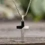 Steve Madden Black Rhodium IP Plated Stainless Steel Diagonal Design Cross Necklace for Men on 26 Inch Box Chain with 2 Inch Extender (Black) Steve Madden Black Rhodium IP Plated Stainless Steel Diagonal Design Cross Necklace for Men on 26 Inch Box Chain with 2 Inch Extender (Black)