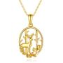 14k Solid Gold Squirrel Elk Cat Fox Necklaces for Women Necklaces Gold Jewelry Present for Wife Girlfriend Mother