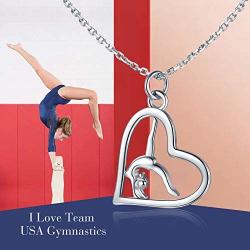 Gymnastics Gifts for Girls Gymnast Necklace 925 Sterling Silver Team USA Gymnastics Girl Fashion Jewelry Pendant Sport Ballerina for Girl Birthday