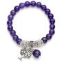 Jovivi 8MM Purple Amethyst Natural Gemstone Tree of Life Lucky Charm Stretch Bracelet