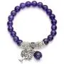 Jovivi 8MM Purple Amethyst Natural Gemstone Tree of Life Lucky Charm Stretch Bracelet