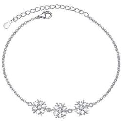 S925 Sterling Silver Snowflake Necklace Earrings Bracelet Ring Set for Lady Women Girl Jewelry