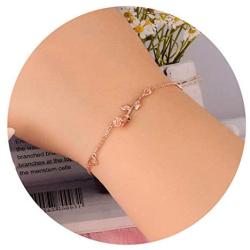 oGoodsunj Cute Rose Flower Necklace Bracelet Ankle - 925 Sterling Silver Fashion Jewelry for Women Girls Gifts Birthday Mothers Day
