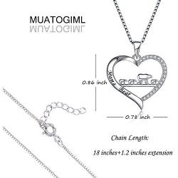 MUATOGIML 925 Sterling Silver Love Heart Pendant Mama Bear Panda Elephant Sloth Animal Necklace Mother Son Daughter Jewelry Gifts for Women Mom Family