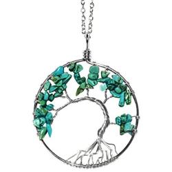 Luvalti Tree of Life - Gemstone Chakra Jewelry Blue Silver Chain Necklace