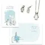 Smiling Wisdom - Penguin Quartz Cats Eye Necklace and Earrings - Friendship Thinking of You Greeting Card Gift Set - Female Woman Friend - Opaque White, Stainless Steel Posts - Silver