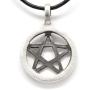 Trilogy Jewelry Pewter Pagan Pentagram Pendant on Leather Necklace with 5 Swarovski Crystal Birthday