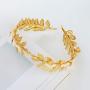 Thunaraz 10Pcs Goddess Costume Accessories Set Greek Roman Laurel Leaf Bracelet Golden Leaves Bridal Hair Crown Headband Pearl Leaf Earrings Hair Pins for Wedding Party Accessories