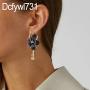 Camellia Flower Earrings for Women Minimalist Asymmetrical Circle Leaverback Long Dangle Earrings