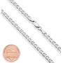 Miabella Solid 925 Sterling Silver Italian 3mm, 4mm, 6mm, 7mm Diamond-Cut Solid Flat Mariner Link Chain Necklace for Women Men, 16-30 Inch Made in Italy