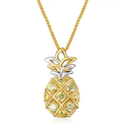 AOBOCO Sterling Silver Pineapple Necklace Gold Plated Pendant,Jewelry Gift for Women AOBOCO Sterling Silver Pineapple Necklace Gold Plated Pendant,Jewelry Gift for Women