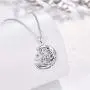 TRISHULA Wolf Pendant Necklace Jewelry, Sterling Silver I Never Give Up Necklace Crescent Moon Jewelry Gift for Girlfriend Wife