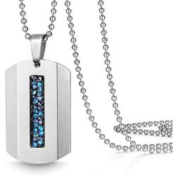 ETEVON Necklaces for Men Boys Stainless Steel Rectangle Pendant Dog Tag Ball Chain Necklace for Son Birthday Jewelry Gifts for Boyfriend Husband Dad