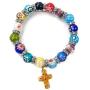 Nazareth Store Agate Colorful Flowers Beads Cross Bracelet Catholic Rosary Bangle Jerusalem Religious Christian Gifts for Boys Girls Jewelry for Women & Men