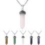 Natural Amethyst Healing Pendant Necklace,Chakra Stone Gemstone Crystal Pendants Calming Energy Jewelry Necklace for Women Ladies Girls