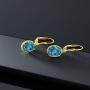 Gem Stone King 3.60 Ct Oval London Blue Topaz 18K Yellow Gold Plated Silver 27mm Length Dangle Earrings