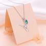 Ladytree S925 Sterling Silver Vegan Necklace Cubic Zirconia Green Symbol Necklace for Vegetarian Women,18 inches