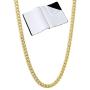 The Bling Factory 3mm Polished 14k Yellow Gold Plated Flat Cuban Link Curb Chain Necklace