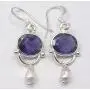 SilverStarJewel 925 Sterling Silver Violet Cut Iolite Earrings 1.5'' Gemstone Jewelry