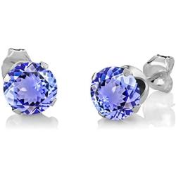 Gem Stone King 925 Sterling Silver Blue Tanzanite and White Diamond Pendant Earrings Set For Women (2.75 Cttw with 18 Inch Silver Chain)