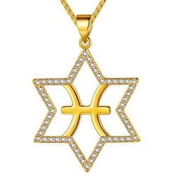 beautlace Horoscope Zodiac Triangle Necklaces 12 Constellation Astrology Charm 18K Gold/Silver/Black Gun Plated Pendant Necklace for Women Men Jewelry Gift