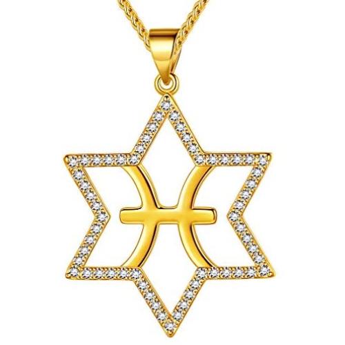 beautlace Horoscope Zodiac Triangle Necklaces 12 Constellation Astrology Charm 18K Gold/Silver/Black Gun Plated Pendant Necklace for Women Men Jewelry Gift