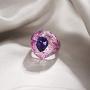 Santuzza Enamel Rings 925 Sterling Silver Purple Crystal Ring Shiny White Cubic Zirconia Fine Jewelry for Women