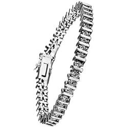 SKLY 14K Gold Plated White Gold Plated White Black Cubic Zirconia Classic Tennis Bracelet for Women Men Wedding Jewelry