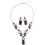 Hamer Costume Jewelry Purple and White Crystal Choker Pendant Statement Charm Necklace and Earrings Sets Women