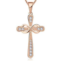 YL Cross Necklace 925 Sterling Silver Infinity Pendant Religious Jewelry Christian Baptism Gift