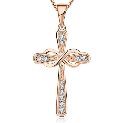 YL Cross Necklace 925 Sterling Silver Infinity Pendant Religious Jewelry Christian Baptism Gift YL Cross Necklace 925 Sterling Silver Infinity Pendant Religious Jewelry Christian Baptism Gift
