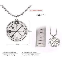 VASSAGO Stainless Steel First Pentacle of Jupiter Pendant Necklace Key of Solomon Seal Kabbalah Pagan Talisman Amulet Jewelry for Men and Women