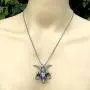 Church of Satan Goat Head Demon Skull Red Crystal eyes Jewelry Baphomet Satanic Devil LaVeyan Satanism Luciferian Gothic Protection Amulet Pewter Mens Pendant Necklace charm for men Silver Ball Chain