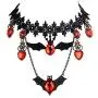Prettie Choker Necklace for Women Gothic Black Lace Necklace for Halloween Punk Steampunk Costume Party Retro Lolita Victorian Choker Halloween Bat Vampire Pendant